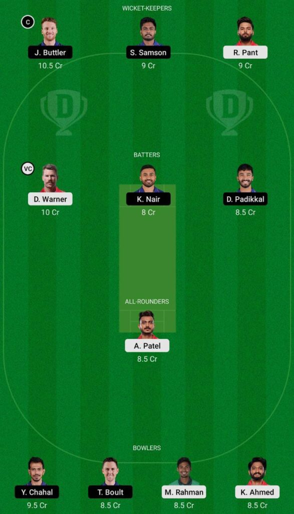 DC vs RR Dream11