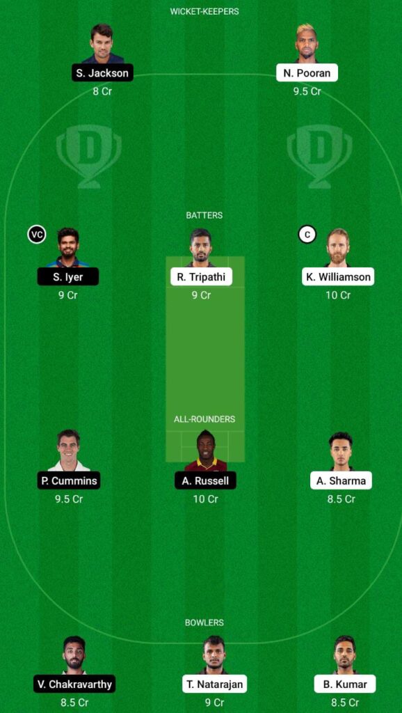 SRH vs KKR Dream11